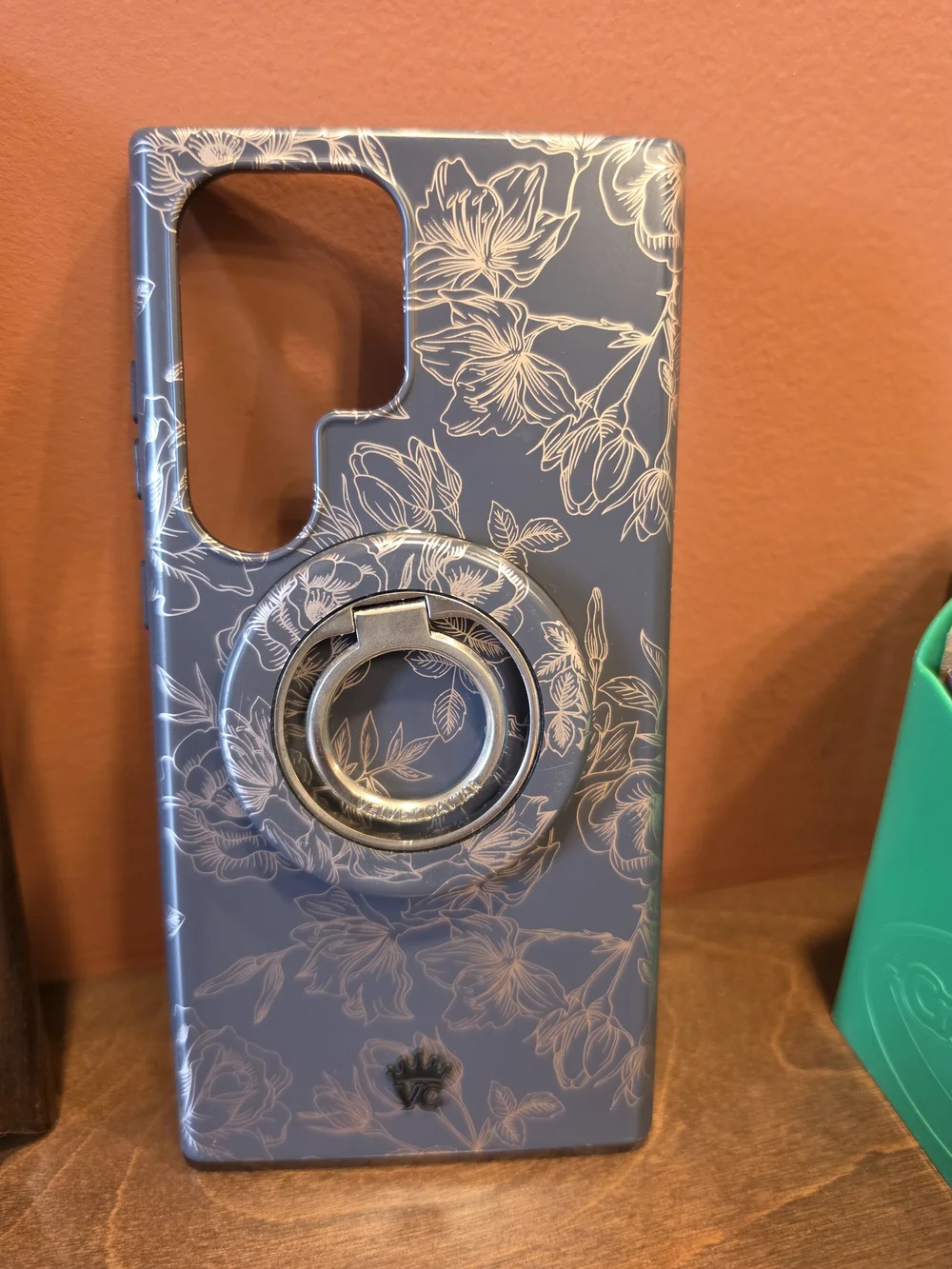 Gray Floral Phone Case with Ring Stand - Brand